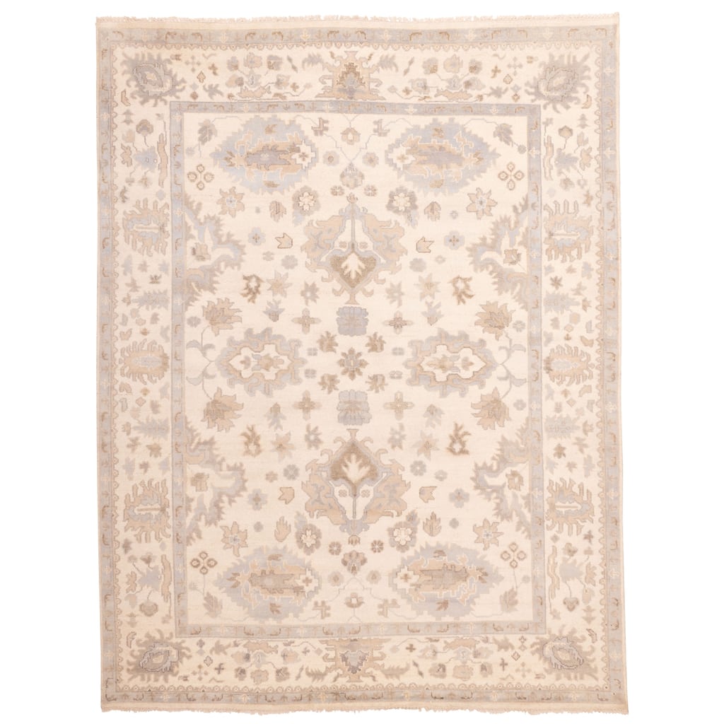 ECARPETGALLERY Hand-knotted Royal Oushak Cream Wool Rug - 9'0 x 11'6