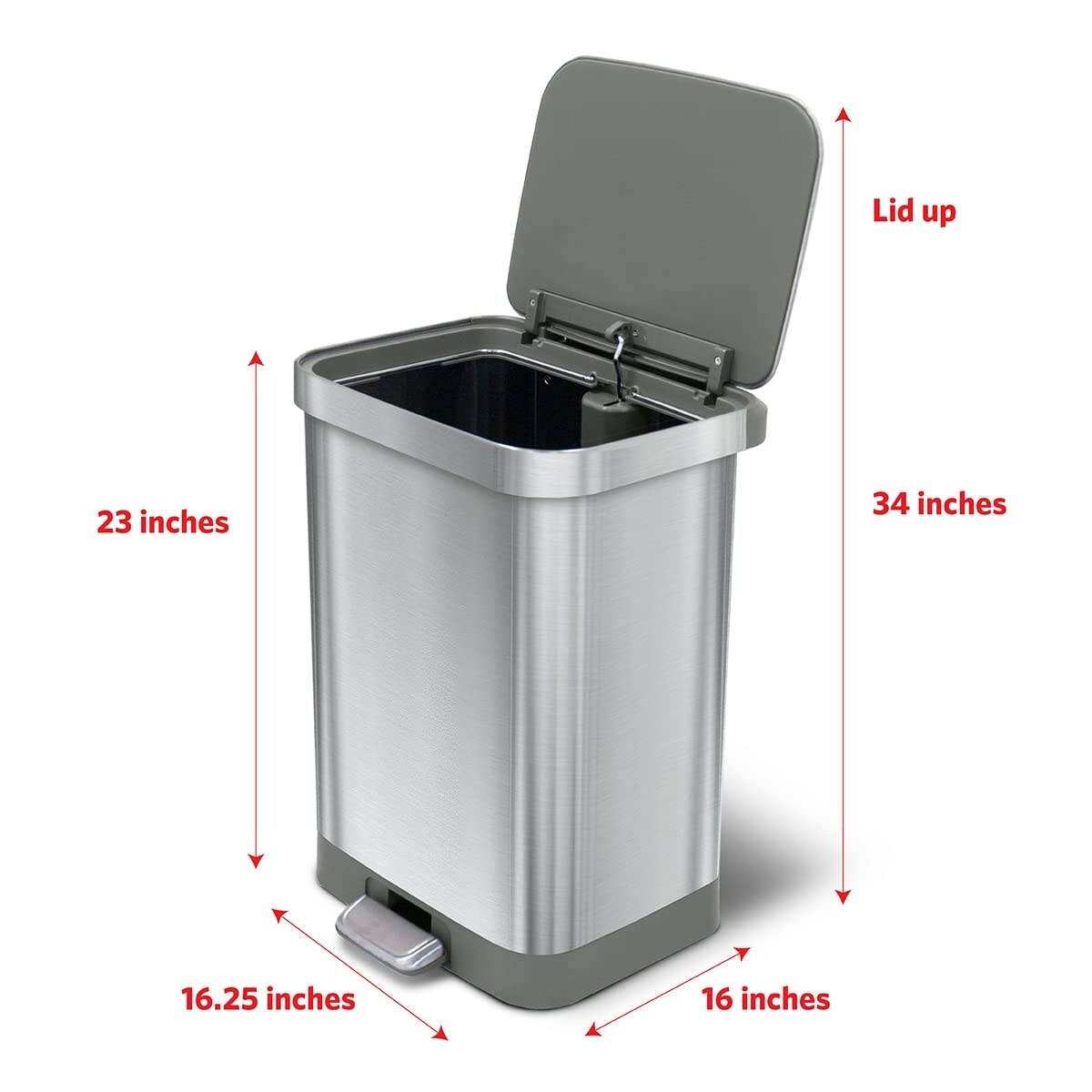 Stainless Steel Step Trash Can with Odor Protection, Kitchen