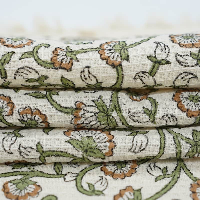 Fabdivine Handmade Floral Block Print Kitchen or Bath Room Hand Towels Home or Office Accent