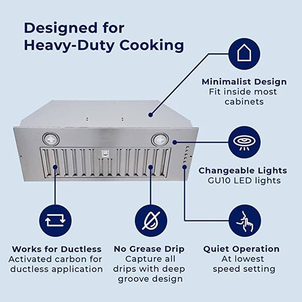 Hauslane R100 30inch Stainless Steel Builtin Recessed Range Hood 30