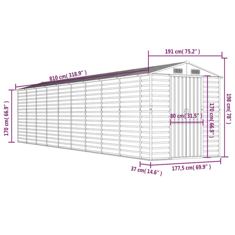 vidaXL Garden Shed Metal Outdoor Storage Shed Anthracite Galvanized Steel