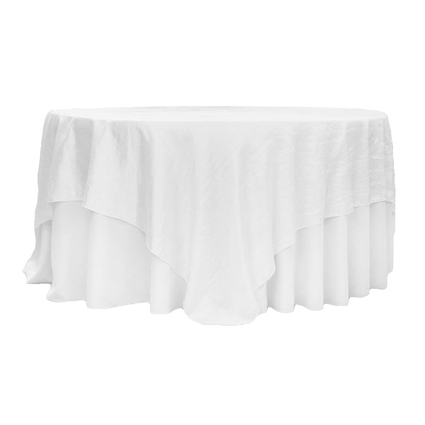 Crushed Taffeta 90"x90" Square Table Overlay - White