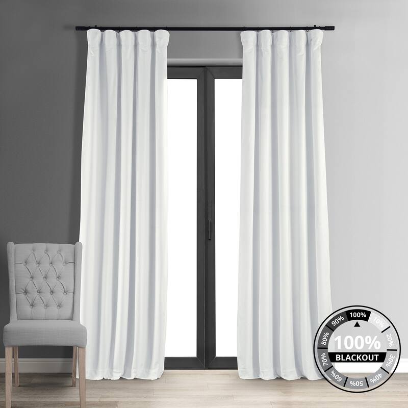 Exclusive Fabrics Signature Blackout Velvet Curtain (1 Panel) - 50 X 120 - Primary White