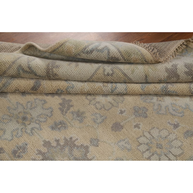 Earth Tone Oushak Indian Area Rug Handmade Bedroom Wool Carpet - 6'2" x 8'8"