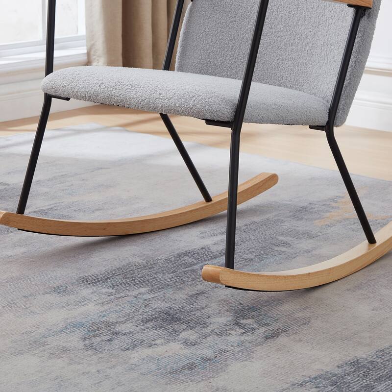 Adjustable Headrest Pillow Rocking Chair Accent Chair with High Backrest