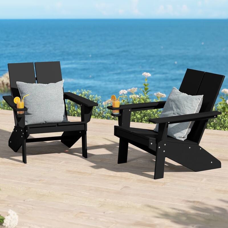 Coastin Modern Poly Adirondack Chair (Set of 2), Black