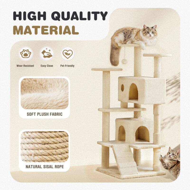 Cat Tree Tower with Scratching Posts and Cond,Multi-Level Kitty Climber for Indoor Cats
