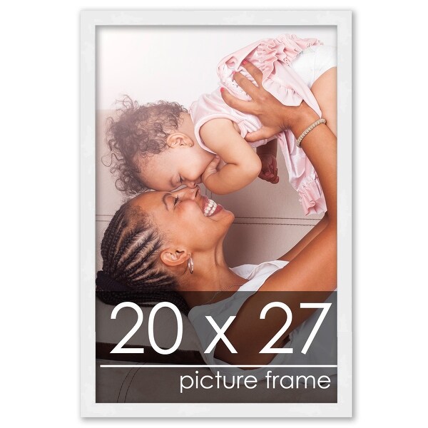 20x27 Contemporary White Wood Picture Frame - UV Acrylic, Foam