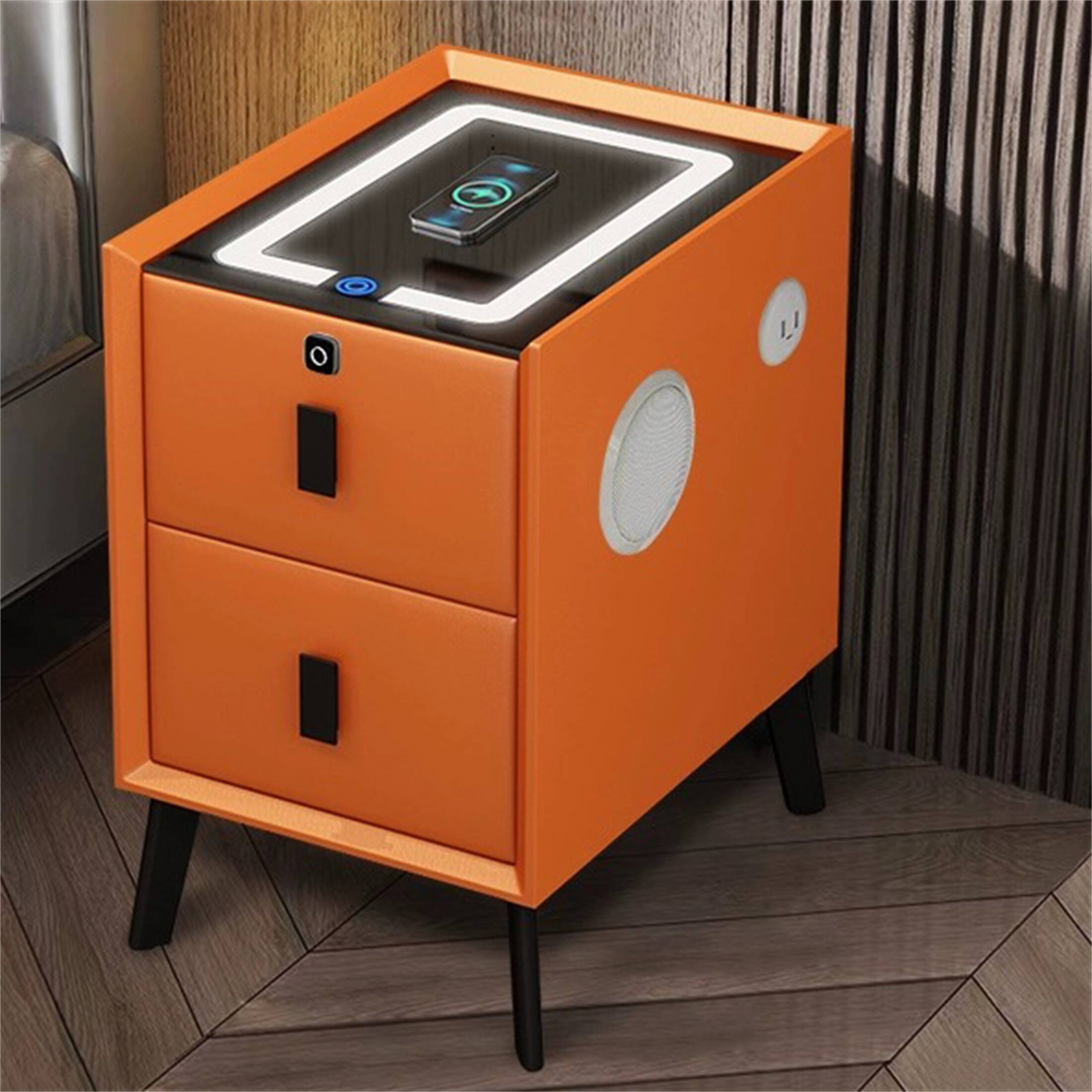 2 Drawer Smart Lighted Nightstand with Charging Station Bed Bath