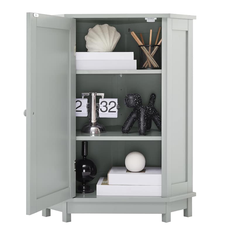 Bathroom Cabinet Triangle Corner Storage Cabinet with Adjustable Shelf Modern Style MDF Board