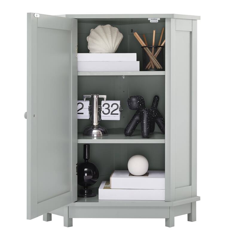 GDFStudio - Elara 31" Triangle Corner Bathroom Cabinet with Adjustable Shelf, Compact MDF Organizer