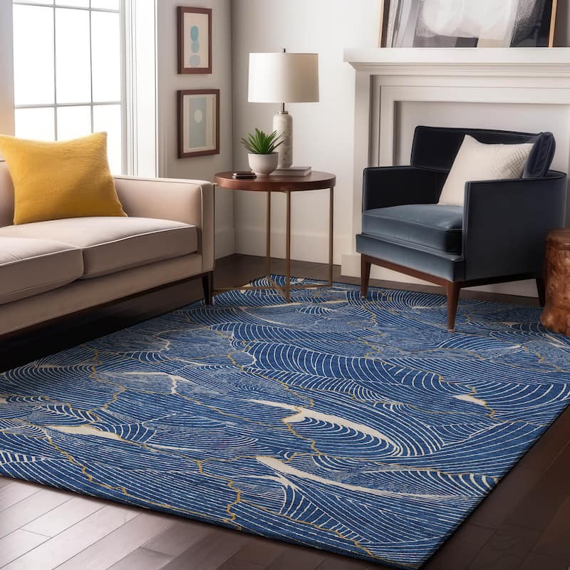 Premium Washable Super Soft Contemporary Puzzle Mayfield Rug - Blue - 3' x 5'