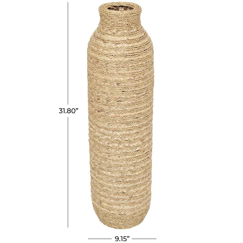Seagrass Handmade Slim Woven Decorative Vase - Brown - Roche River Decor
