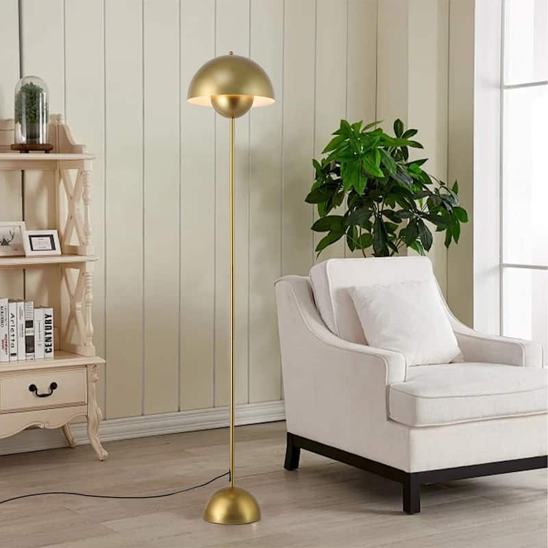 Industrial Metal Shade White/Black/Gold Floor Lamp with Foot Switch Modern Tall Standing Lamp for Living Room