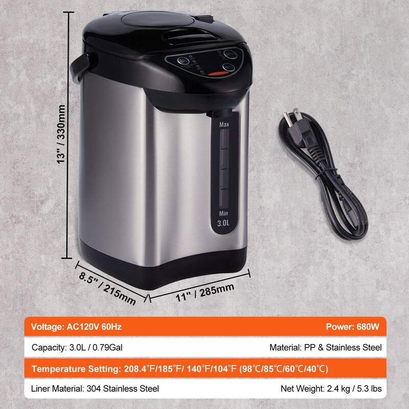Hot Water Dispenser, Adjustable 4 Temperatures Water Boiler and Warmer, 304 Stainless Steel Countertop Water Heater