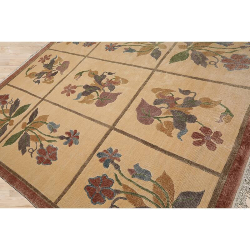 8'1''x9'8'' Hand Knotted Wool Ivory Tibetan Plush Pile Mikhaelian Rug - 8' 1'' x 9' 8''