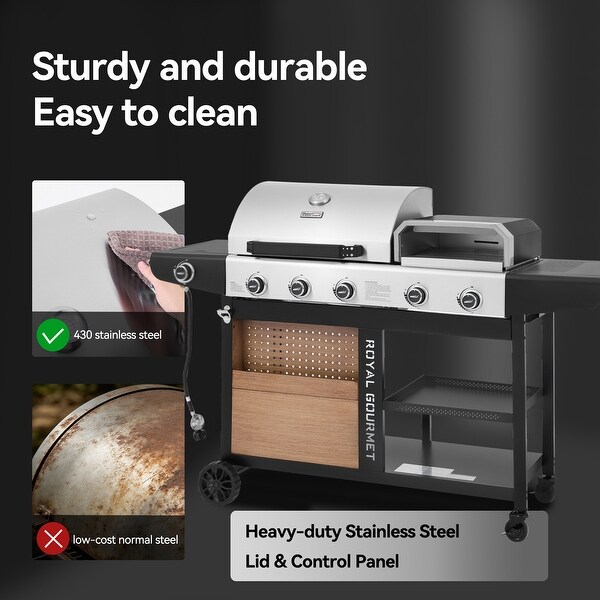 Royal Gourmet Gas Grill and Pizza Oven Combo with Side Burner