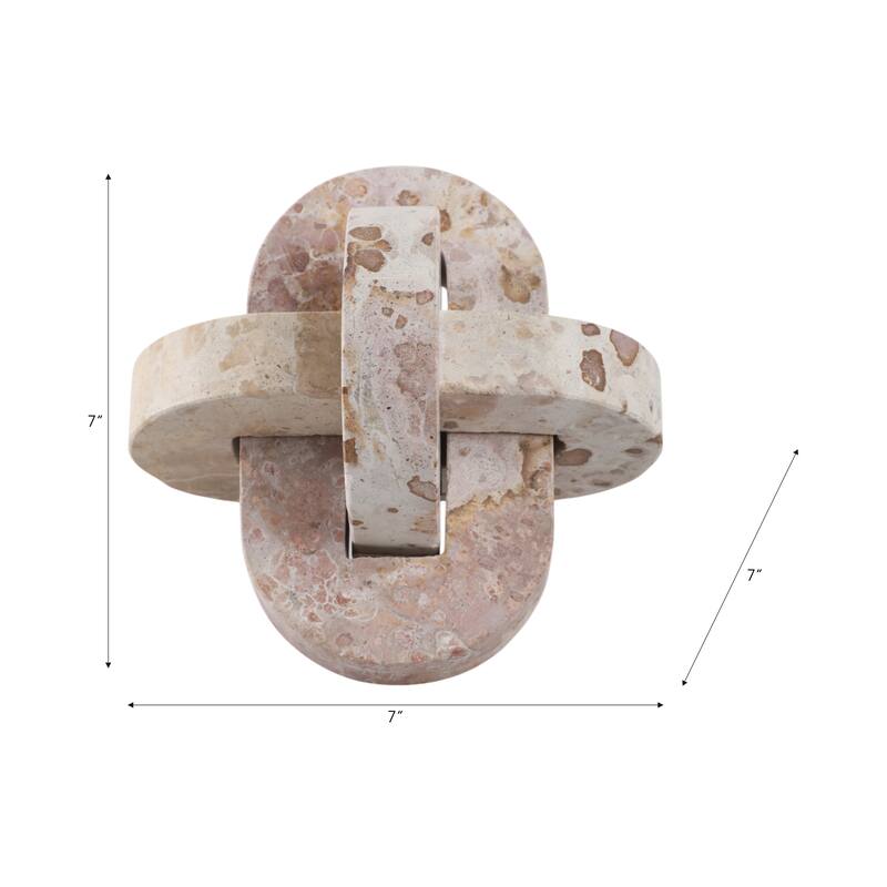 Stone Marble Decorative Object Interlocking Sculptural Form Accent