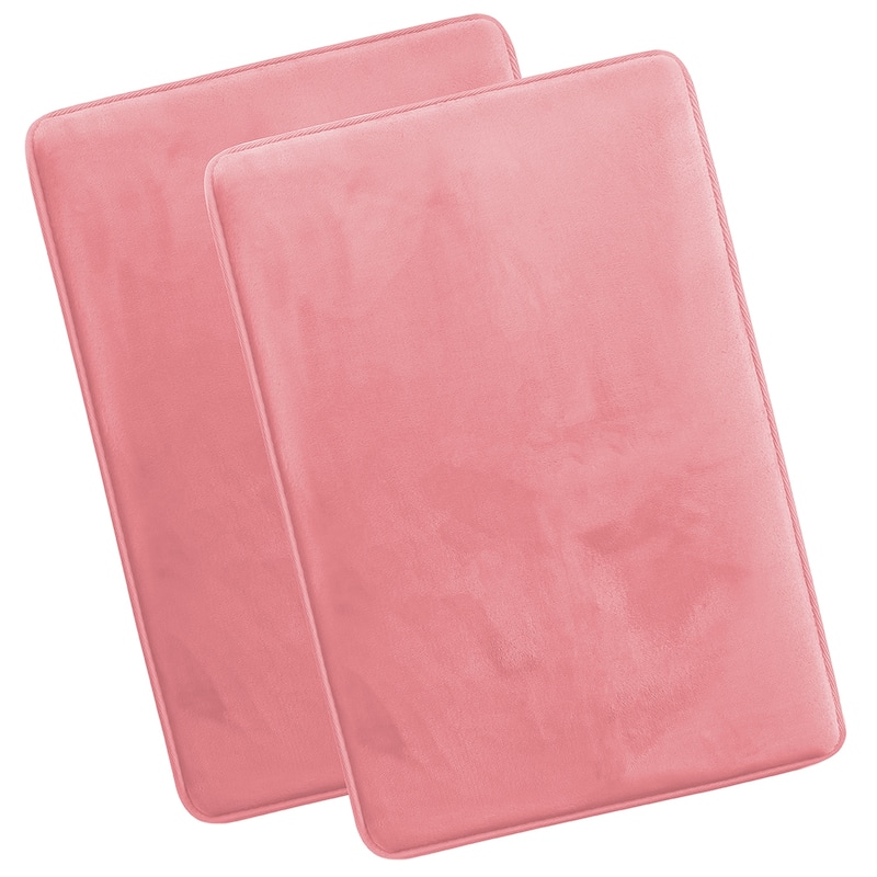 Clara Clark Ultra Soft Plush Bathroom Rug - Non-Slip, Velvet, Memory Foam Bath Mat - Set of 2 - Set of 2 20x32 - Coral Pink