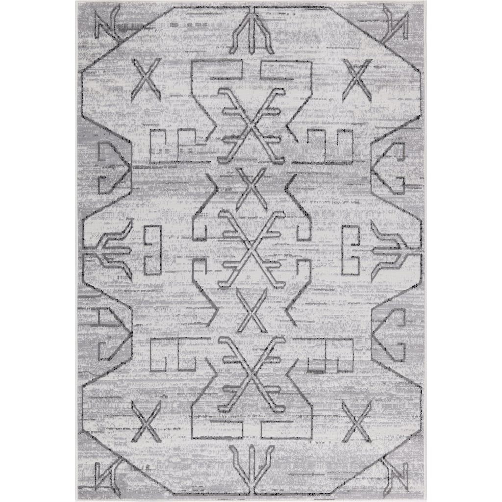 Dream Collection Abstract Moroccan Motif Black and Grey Rug