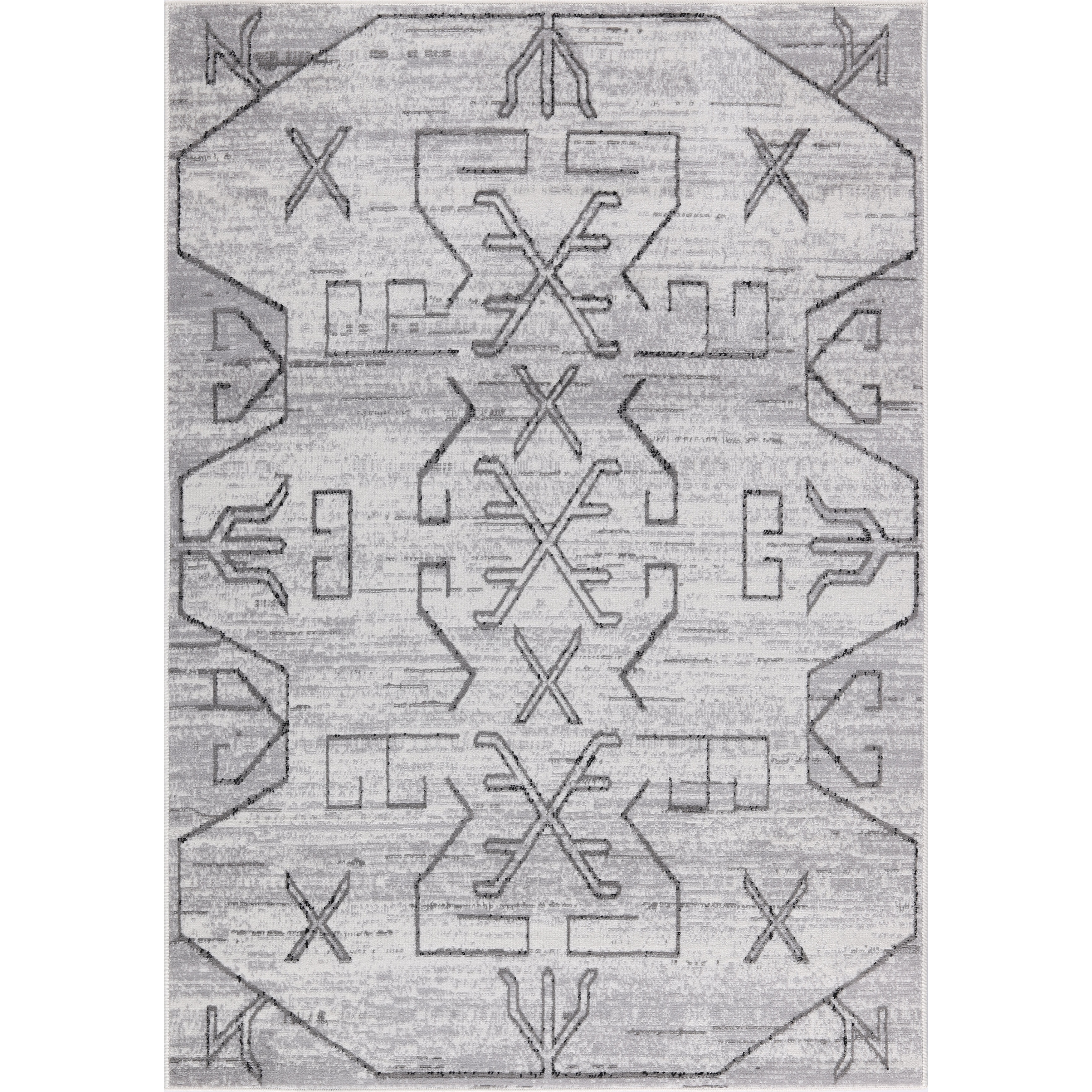 MDA Rugs Dream Collection Abstract Moroccan Motif Black and Grey Rug