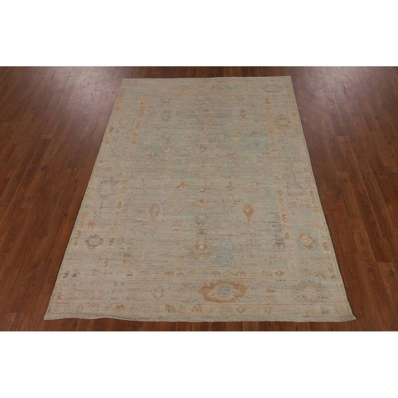 Turkish Oushak Vegetable Dye Area Rug Handmade Wool Carpet - 5'0"x 6'10"