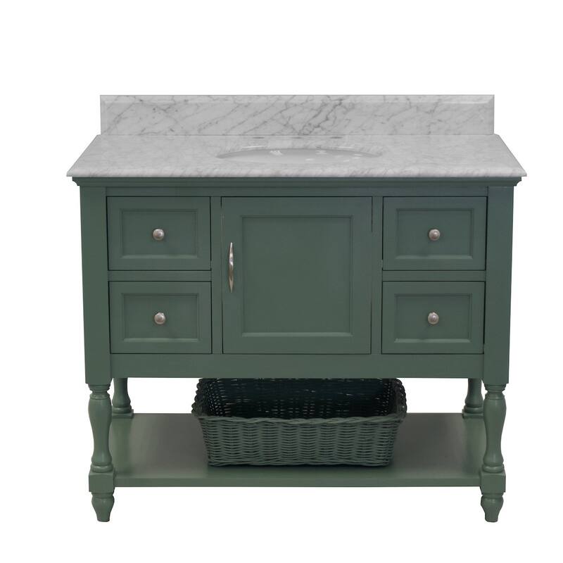KitchenBathCollection Beverly 42" BathroomVanity w/ Carrara Marble Top