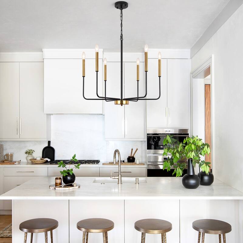 Modern 6-Light Candle Chandelier Classic Ceiling Light for Dining Room Kitchen Island - N/A