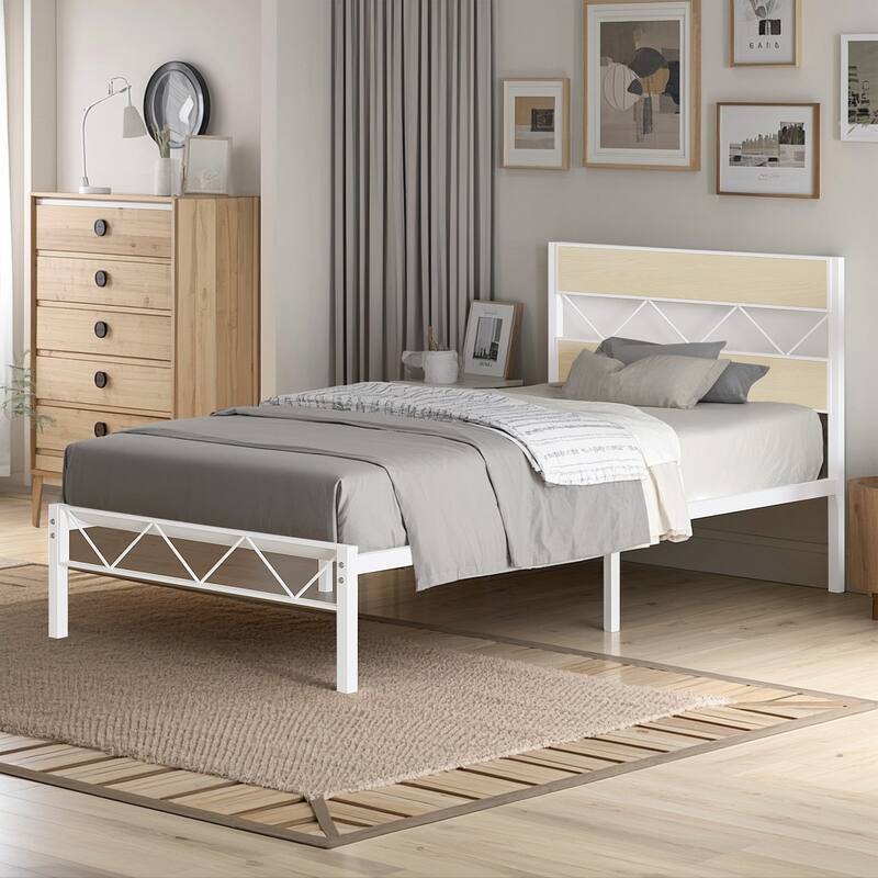 VECELO 2-Pack Heavy Duty Twin Size Metal Bed Frame No Box Spring Needed 450 lbs Capacity Ideal for Kids Apartments Dorm Rooms