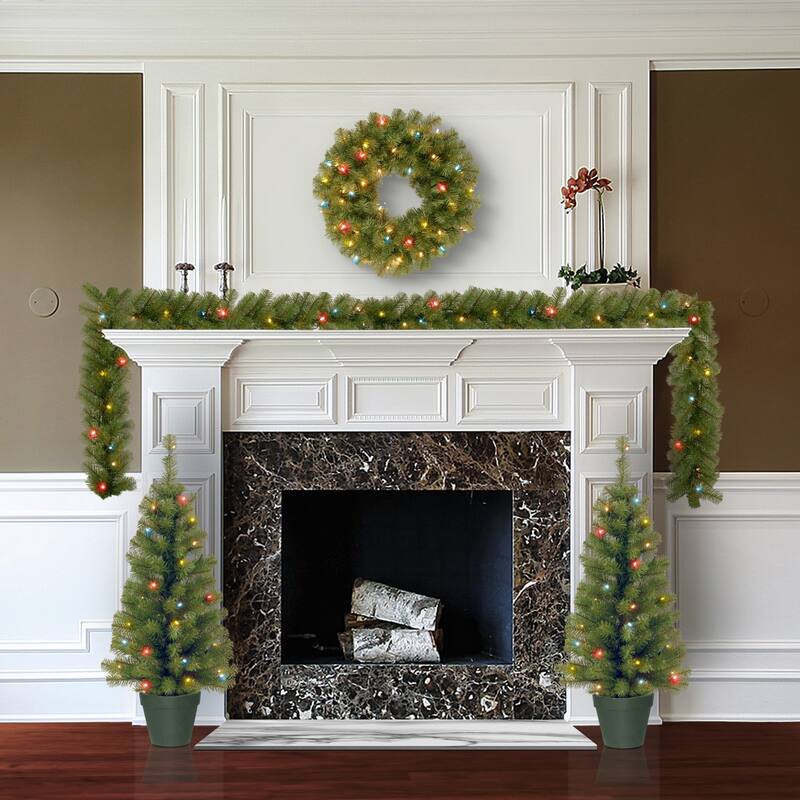 National Tree Company Promotional Assortment with Battery Operated LED Lights - 3 ft