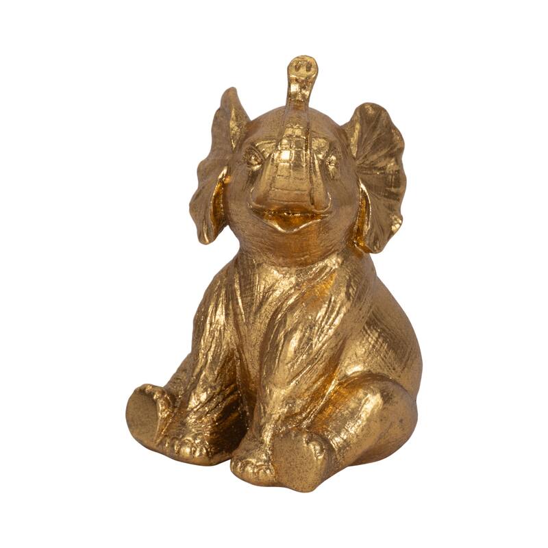 Sagebrook Home Polyresin Gold Figurines Elephant