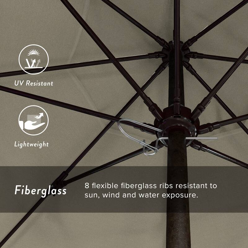 California Umbrella 9' Rd. Aluminum Frame, Fiberglass Rib Market Umbrella, Push Open, Bronze Finish, Pacifica Fabric