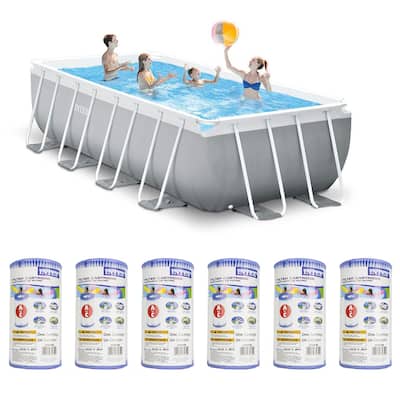 Intex 16ft x 3.5ft Prism Frame Rectangle Pool & Type A Filter Cartridge (6 Pack) - 184.24