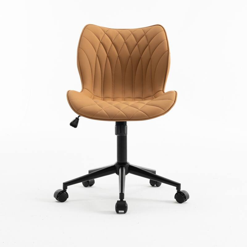 Faux Leather Office Chair with Wheels, Upholstered Task Chair