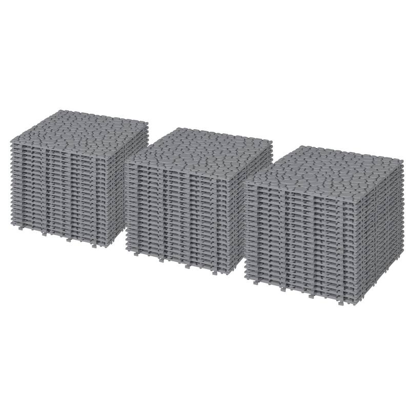 12 x 12 Inch Interlocking Deck Tiles Plastic Waterproof Outdoor All Weather Anti-slip, Weight Capacity Upto 440 LBS, Pack of 60