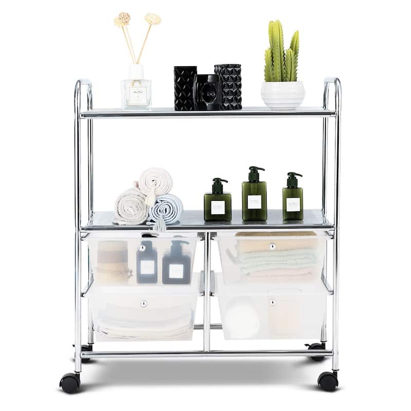 Costway 4Drawer Rolling Storage Cart shelf Scrapbook Paper Office - See Details
