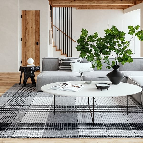 slide 2 of 21, Oregon Plaid Wool Area Rug 2'6" x 8' Runner - Grey