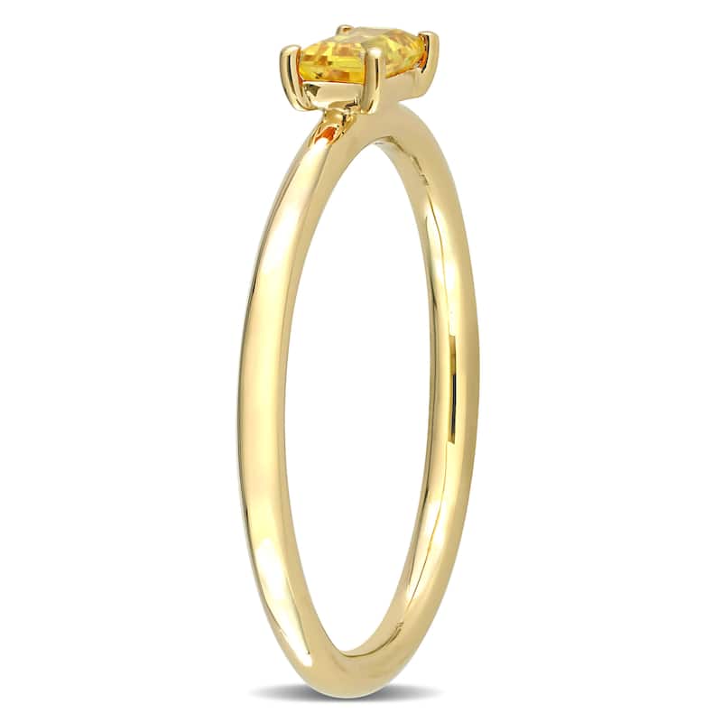 Miadora 10k Yellow Gold Yellow Sapphire Solitaire Stackable Baguette Ring