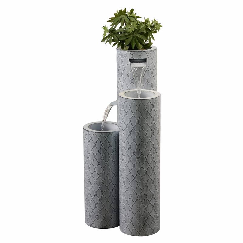 LED Geometric Round 3 Tier Outdoor Garden Water Fountain - 27.5"
