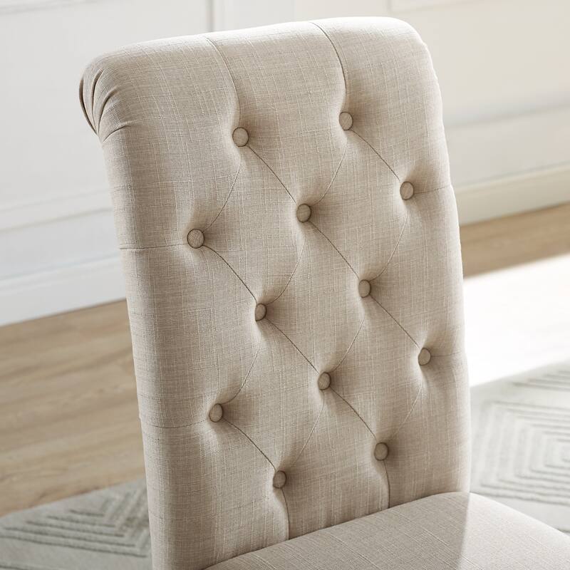 Leviton Solid Wood Tufted Asons Dining Chair, Set of 2