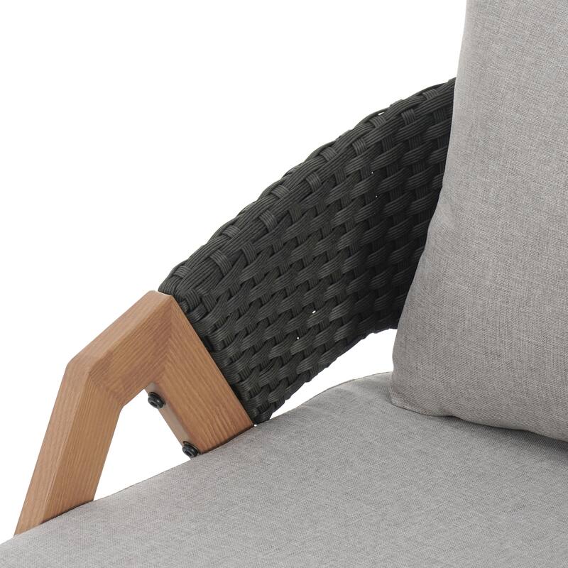 Roomfitters Outdoor Patio Chairs with Cushions, Acacia Frame Woven Rope Design, Set of 2