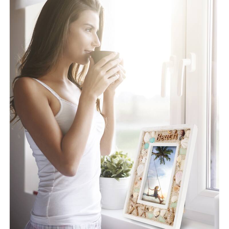 CoTa Global Oceanic 5x7 Beach Picture Frame- Beautiful Accent Seashell - 11 Inch