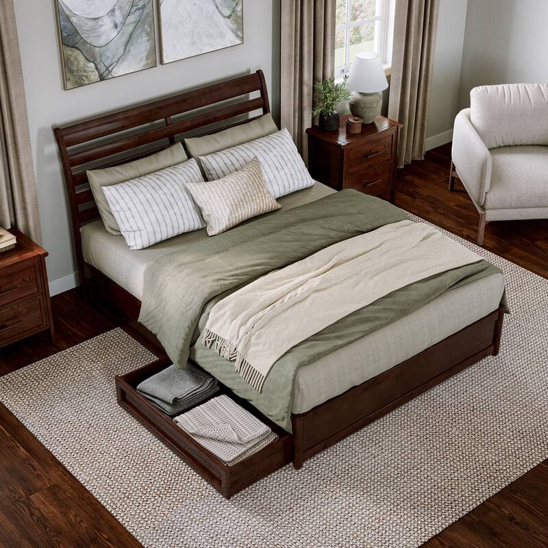 Emelie Platform Bed with Panel Footboard and Storage Drawers