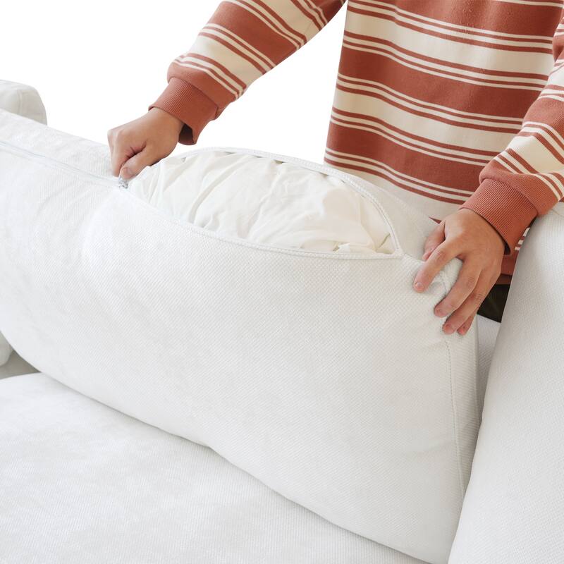 L-shape Linen Upholstered Sofa Multiple Cushions Sectional Couch
