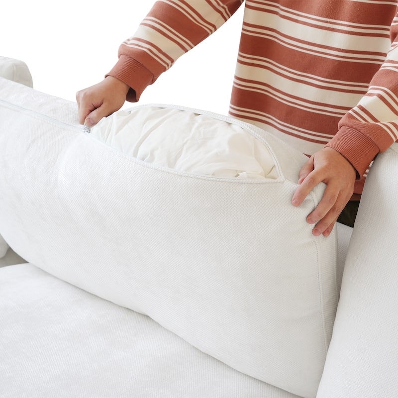 Modern Comfy Linen Sectional Sofa 3-Seater Down Filled Cloud Couch