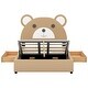 preview thumbnail 9 of 9, Full Size Upholstery Platform Bed with Cute Bear Shaped Headboard and 2 Storage Drawers, Brown