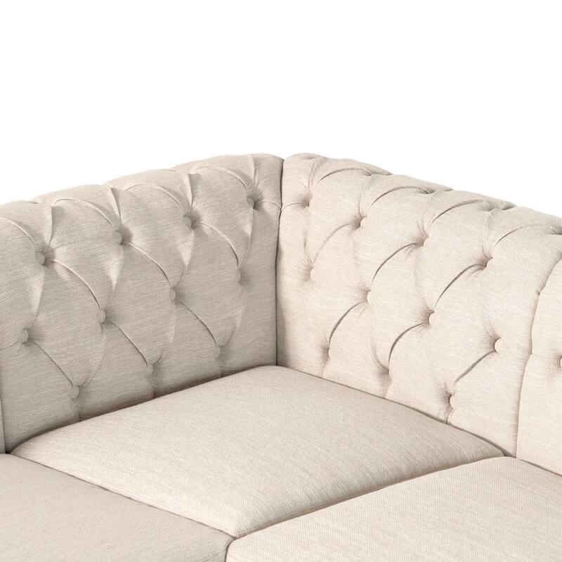 Roomfitters Comfy Large Sectional Sofa with Wooden Legs, Retro Upholstered Couch for Living Room