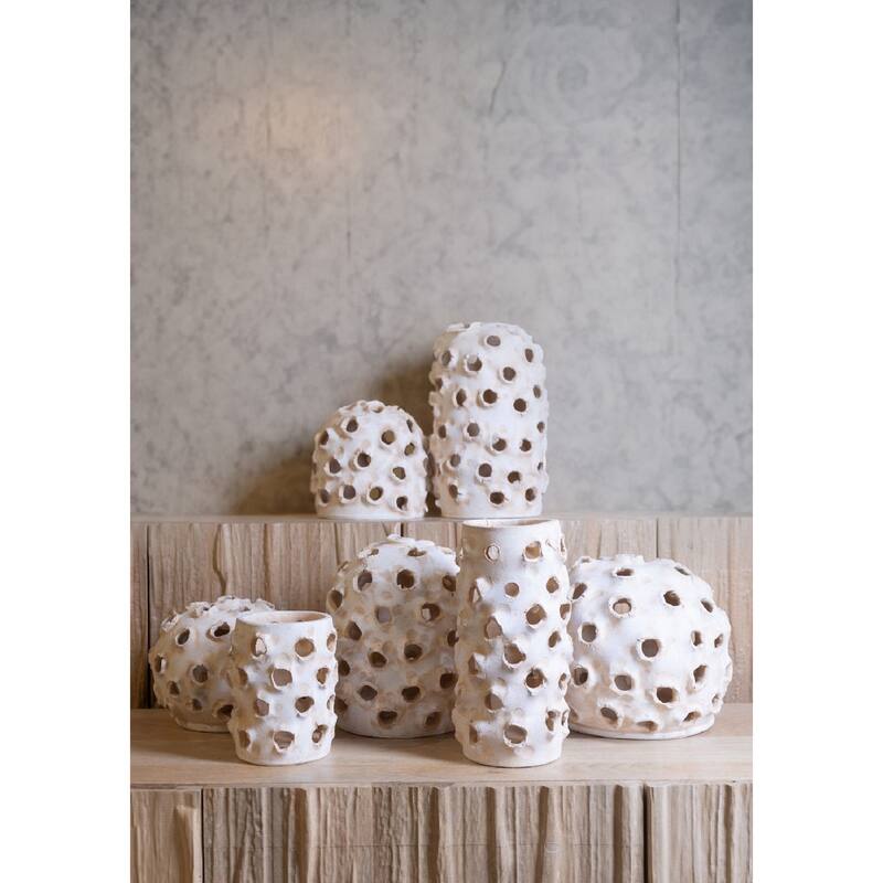 Large Round Clay Dome Tabletop Accent Decoration - 11.5" - Cream