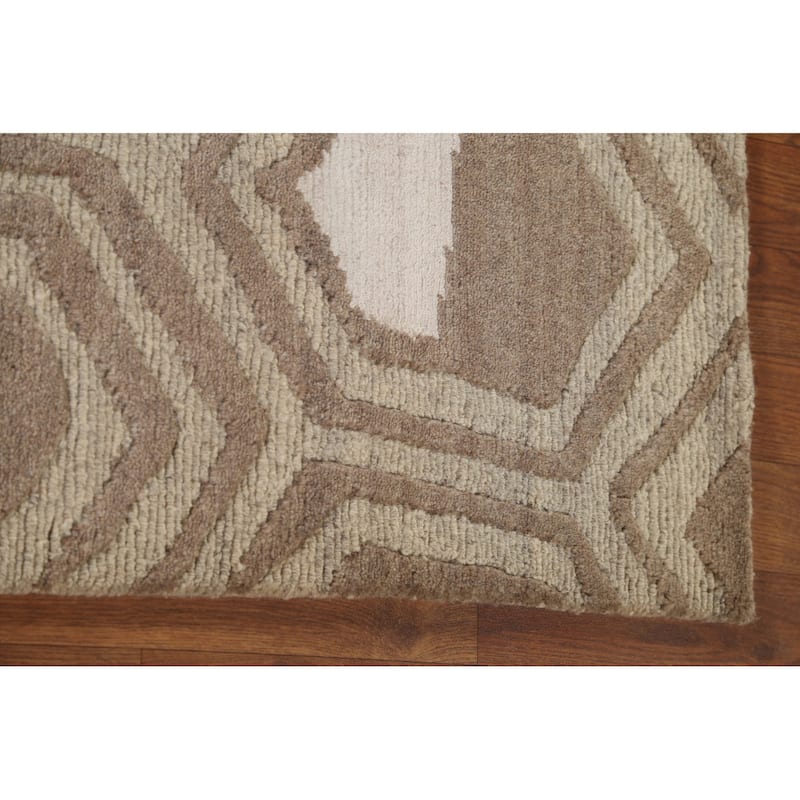 All-Over Modern Area Rug Handmade Wool Carpet - 8'1"x 9'8"