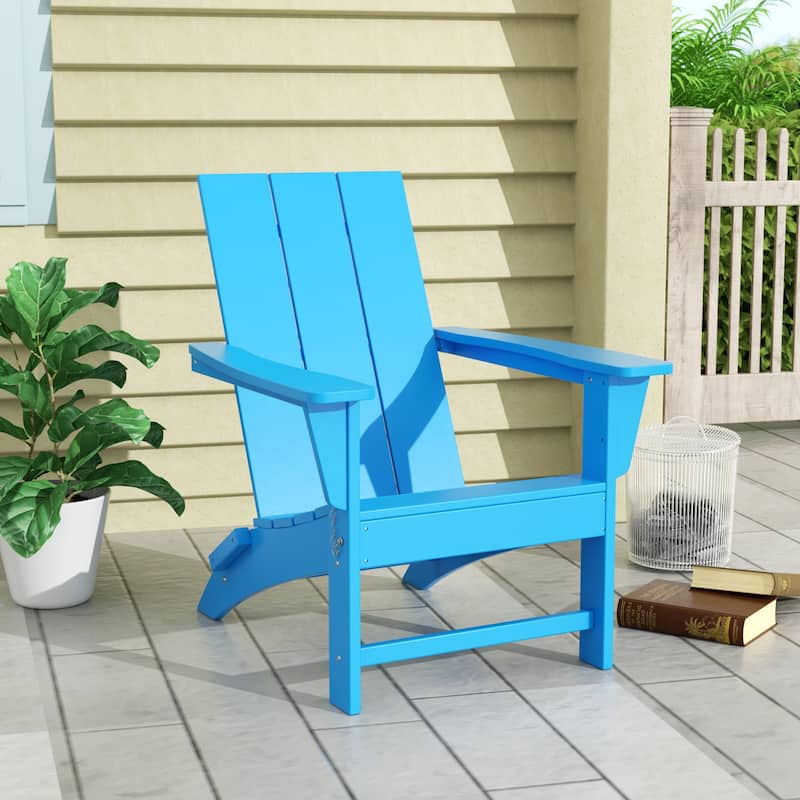 Shoreside Modern Eco-Friendly All Weather Commercial-Residential Folding Adirondack Chair - Pacific Blue